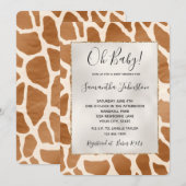 Cream Brown Safari Giraffe Animal Baby shower Kaart (Voorkant / Achterkant)