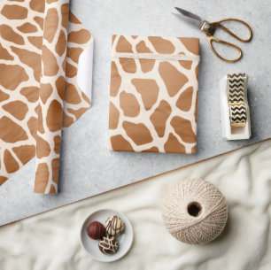 Cream Brown Safari Giraffe Animal Print Cadeaupapier
