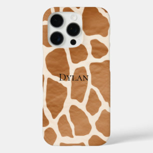 Cream Brown Safari Giraffe Animal Print iPhone 16 Pro Hoesje