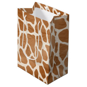 Cream Brown Safari Giraffe Animal Print Medium Cadeauzakje