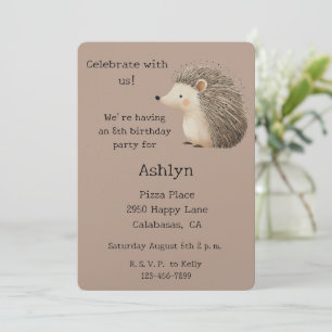 Cream Brown Schattigee Hedgehog Animal Birthday Kaart