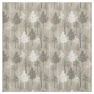 Cream Brown Trees Stof