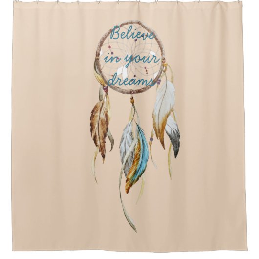 Cream Brown Turquoise Dream Catcher Douchegordijn (Voorkant)