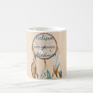Cream Brown Turquoise Dream Catcher Koffiemok