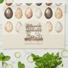 Cream & Brown Vintage Kitchen Family Name Theedoek