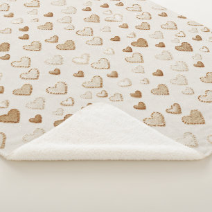 Cream & Bruine Harten Valentijnsdag Sherpa Deken