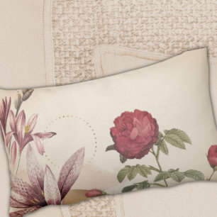 Cream & Burgundy minimalist Floral Design Kussen
