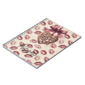 Cream Burgundy Red Lips Kisses Heart Notitieboek (Linkerzijde)