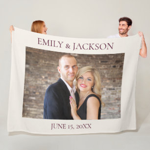 Cream Burgundy Wedding Verloving Foto Fleece Deken