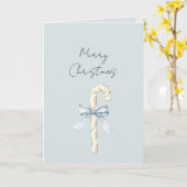 Cream Candy Canes Blue Bow Christmas Kaart (Gele Bloem)