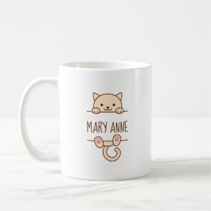 Cream Cat Peking achter eigen naam Koffiemok