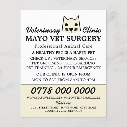 Cream Cat, Veterinary, Veterinary Service Flyer (Voorkant)