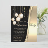 Cream Christmas Balls, Goud Bedrijfsfeest Kaart (Staand voorkant)
