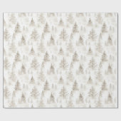 Cream Christmas Trees Cadeaupapier (Vlak)