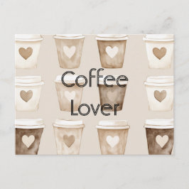 Cream Coffee Heart Cups   Briefkaart