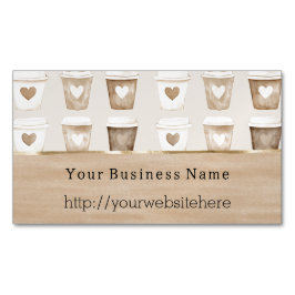Cream Coffee Heart Cups Business name website Magnetisch Visitekaartje