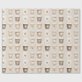 Cream Coffee Heart Cups Cadeaupapier (Vlak)