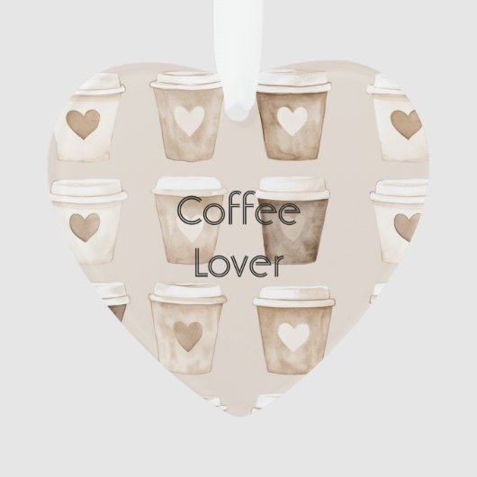 Cream Coffee Heart Cups Christmas Ornament (voorkant)