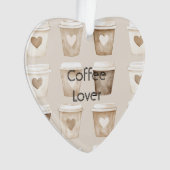 Cream Coffee Heart Cups Christmas Ornament (voorkant)