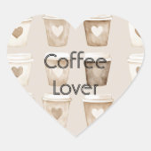 Cream Coffee Heart Cups   Hart Sticker (Voorkant)