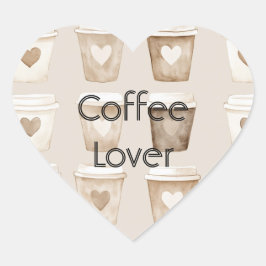 Cream Coffee Heart Cups   Hart Sticker