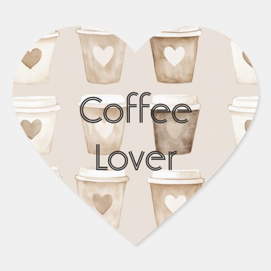 Cream Coffee Heart Cups   Hart Sticker (Voorkant)