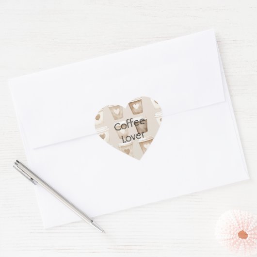 Cream Coffee Heart Cups Hart Sticker (Envelop)