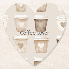 Cream Coffee Heart Cups Kartonnen Onderzetters