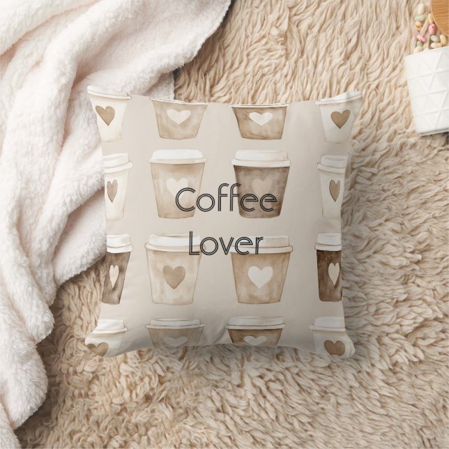 Cream Coffee Heart Cups   Kussen (Deken)