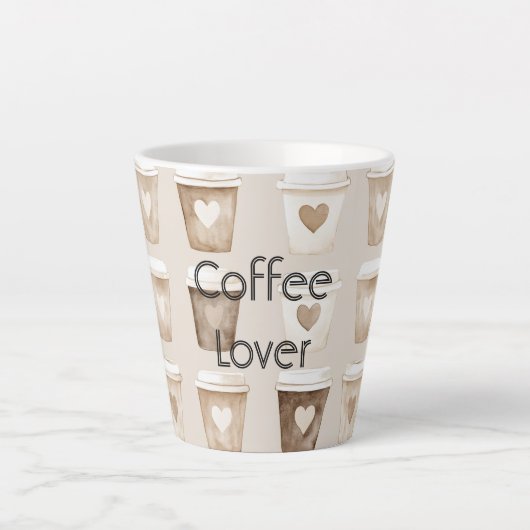Cream Coffee Heart Cups Latte Mok (Voorkant)