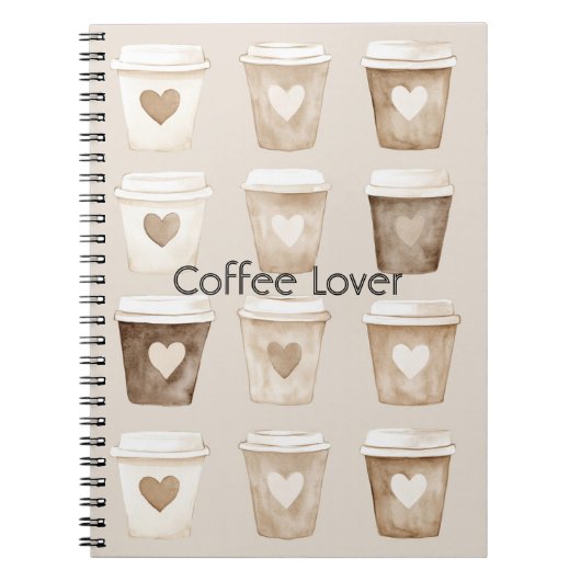 Cream Coffee Heart Cups Notitieboek (Voorkant)