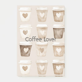 Cream Coffee Heart Cups Post-it® Notes