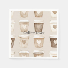 Cream Coffee Heart Cups Servet