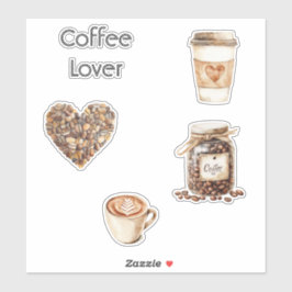 Cream Coffee Heart Cups   Sticker