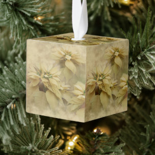 Cream Colored Poinsettias Digital Art Ornament