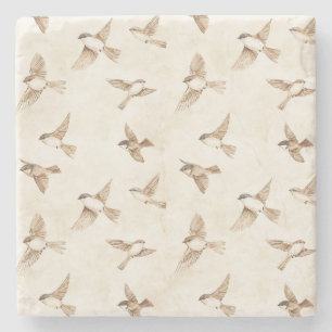 Cream Cottage Vogels Bruidsmeisjes Bruiloft Stenen Onderzetter