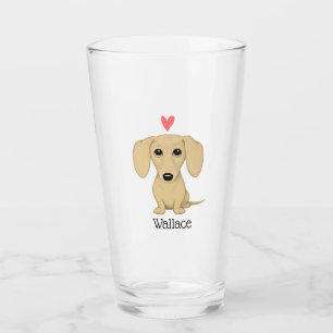 Cream Dachshund Cartoon Dog Persoonlijk Glas