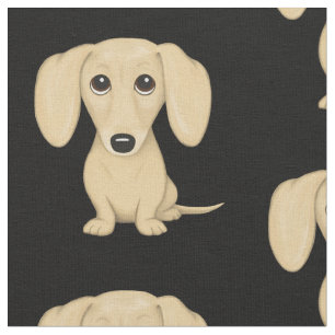 Cream Dachshund Cute Cartoon Wiener Dog Stof
