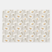 Cream Daisy Floral Bunny Rabbit Birthday Inpakpapier Vel (Voorkant)