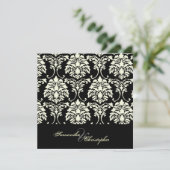 Cream damask, aangepaste trouwuitnodigingen kaart (Staand voorkant)