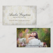 Cream Damask Elegant Visitekaartje (Voorkant / Achterkant)