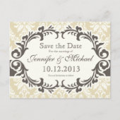 Cream Damask Enregistrer la date carte postale (Devant)
