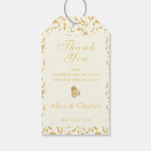 Cream Dank u Wedding Favoriete Label Cadeaulabel (Achterkant)