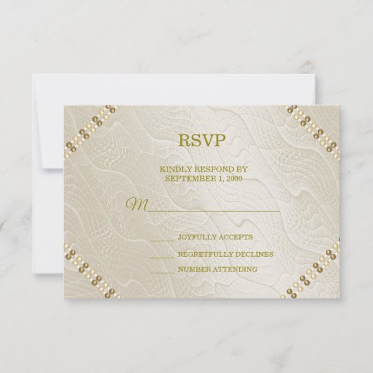 Cream Decorative Wedding RSVP Kaart (Voorkant)