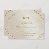 Cream Decorative Wedding RSVP Kaart (Voorkant / Achterkant)