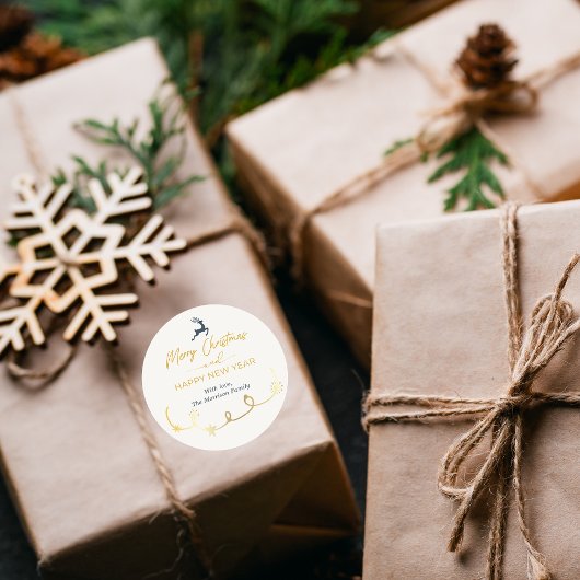 Cream Doodle Stars Vrolijke Kerstvakantie Sticker