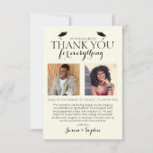 Cream Double Afstuderen 2 Photo Graduparty Bedankkaart (Voorkant)