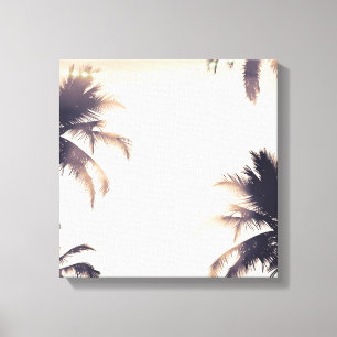 Cream Droom Palmboom & Lichten Beachy Glam Canvas Afdruk