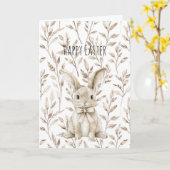 Cream Easter Bunny Rabbit Kaart (Gele Bloem)