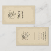 Cream Ecru Carte de visite avec Rose (Devant / Derrière)